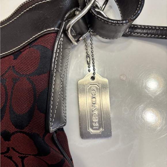 Coach Black and Red Shoulder Bag with Signature Monogram - Picture 3 of 4